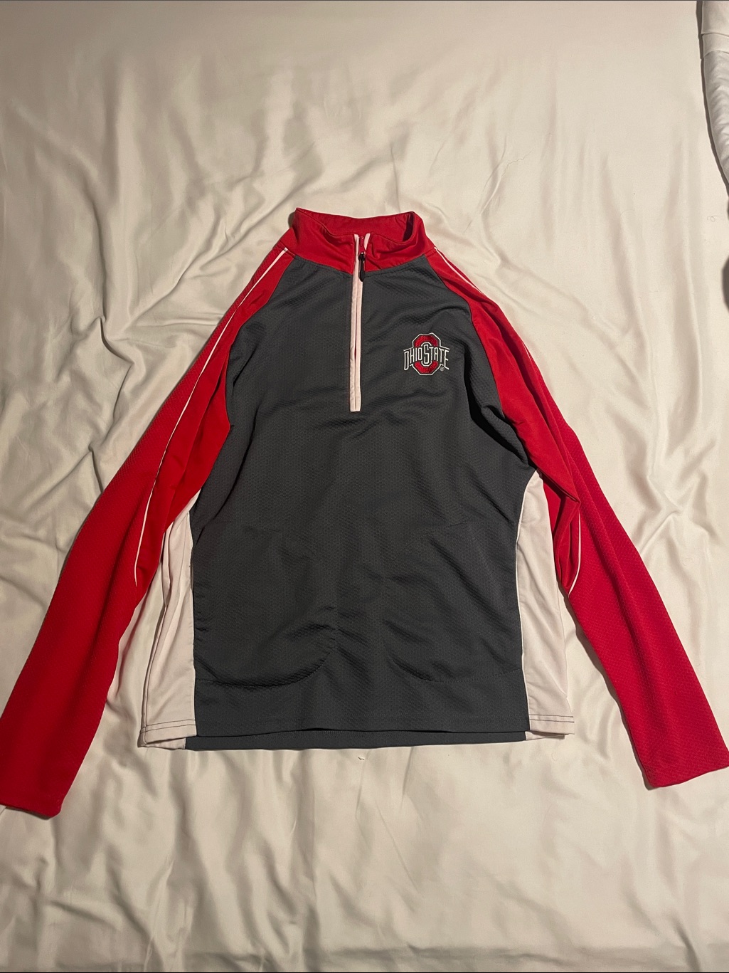 Men’s Large Vintage Ohio State Gray & Red 1/4 Zip Pullover